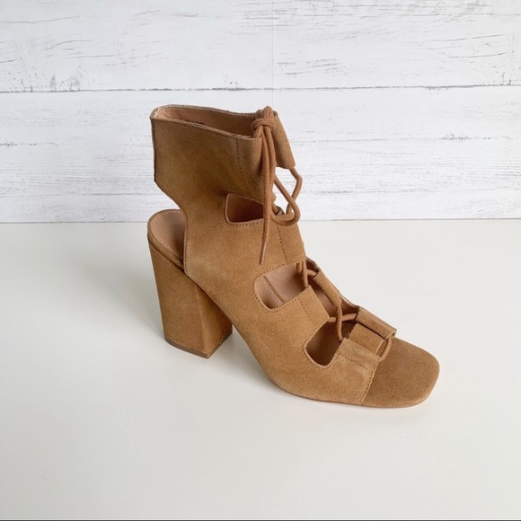 NEW Urban Outfitters Ginger Suede Lace-Up Heels - Picture 2 of 15
